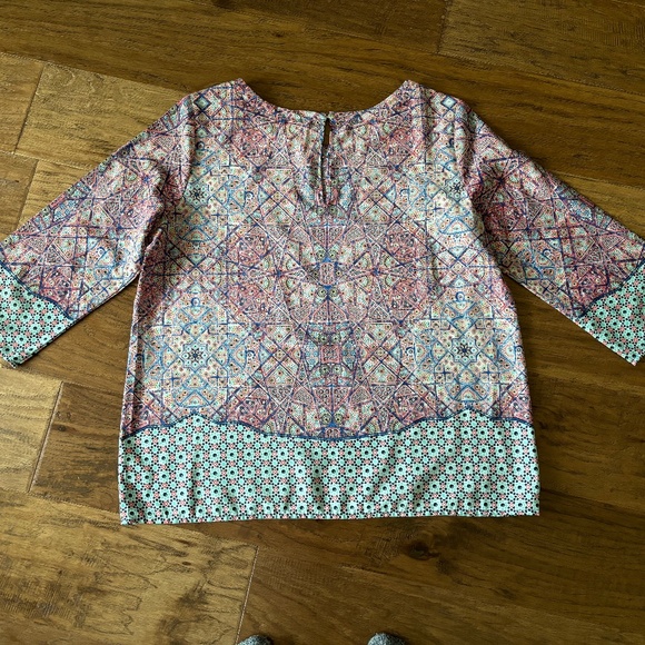 Artisan Ny Blue Red Geometric Abstract Modern Print Top Women's Size Ext… - Picture 6 of 13